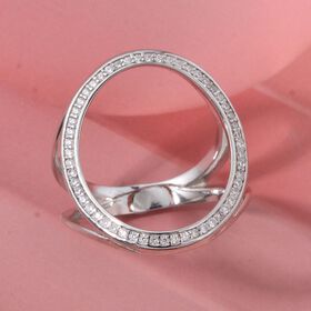 Lustro Stella Weißer Zirkonia Ring 925 Silber rhodiniert (Größe 17.00)