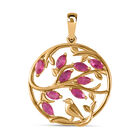 Afrikanischer Rubin (Fissure gefüllt) Anhänger 925 Silber 750 Gelbgold Vermeil ca. 1.12 ct