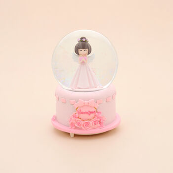 Schneekugel Musik und Licht, 15x10 cm, Rosa