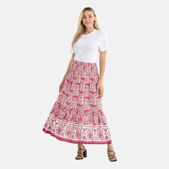 Maxirock mit Paisley-Muster, elastischer Bund, 91&times;28 cm, Rot