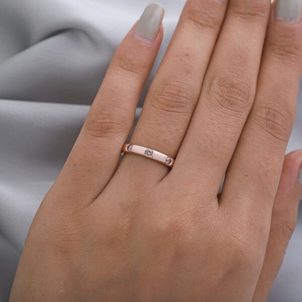 Nat&uuml;rlicher Champagner Diamant Band Ring 925 Silber Rose Gold Vermeil