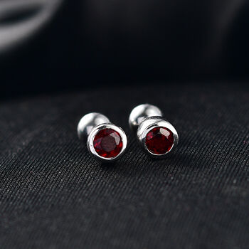 Mosambik Granat Ohrringe, 925 Silber rhodiniert - 0,70 ct.