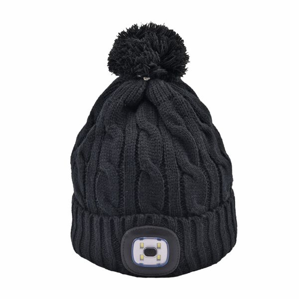 Beanie Mütze mit LED-Kopflichtfunktion, Schwarz image number 3