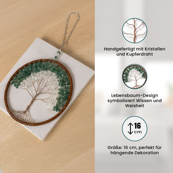 Handgefertigter Traumf&auml;nger mit gr&uuml;nem Aventurin aus Kupferdraht, 16 cm, Gr&uuml;n