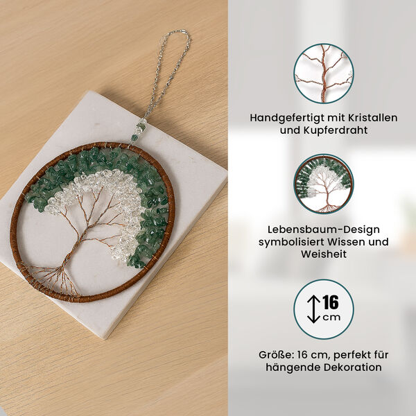 Handgefertigter Traumf&auml;nger mit gr&uuml;nem Aventurin aus Kupferdraht, 16 cm, Gr&uuml;n image number 3