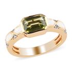 Peridot und Zirkon Solitär Herren Ring 925 Silber 585 Vergoldet image number 3
