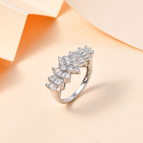Moissanit Ballerina Ring, 925 Silber rhodiniert - 1,11 ct. image number 2