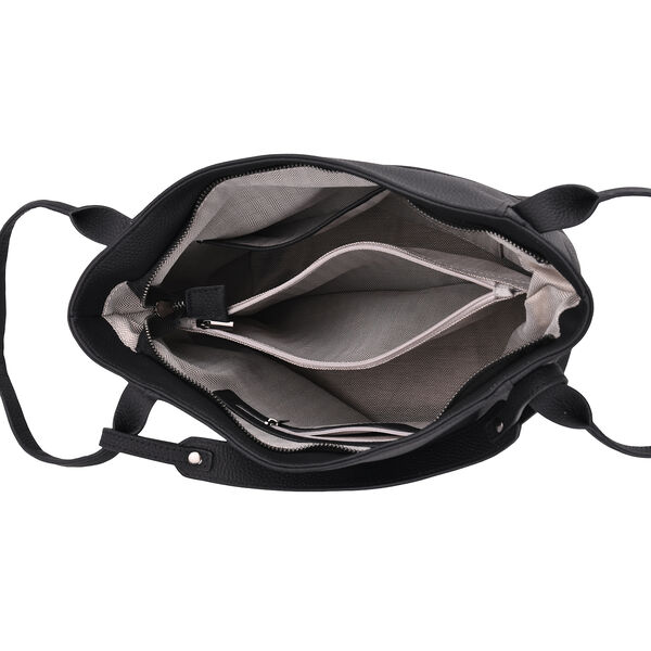 Echtleder-Tote-Bag mit Magnetverschluss-Au&szlig;entasche und ger&auml;umigem Innenfach, 34x14x29 cm, Schwarz image number 4