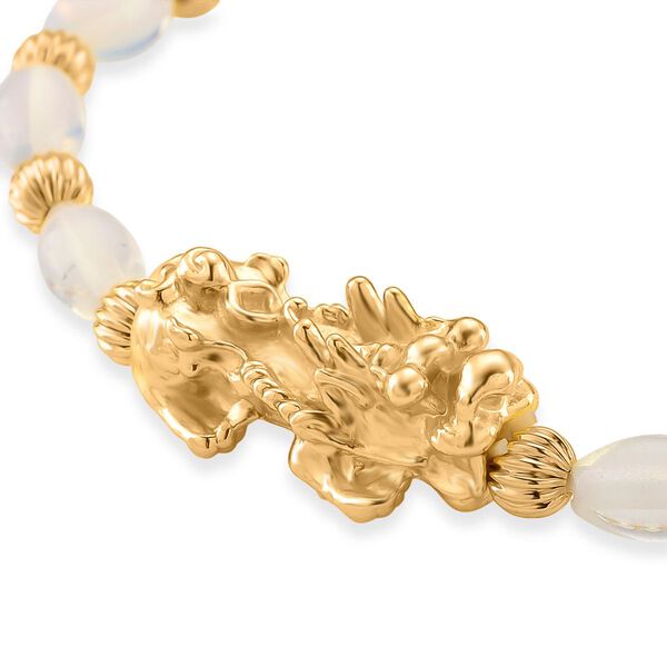 Rosenquarz Pixiu Armband, flexibel (ca. 18 - 19 cm), gelb vergoldet ca. 35.00 ct image number 5