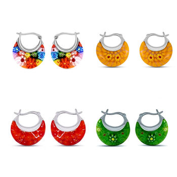 4er-Set Huggie-Ohrringe im Murano-Stil