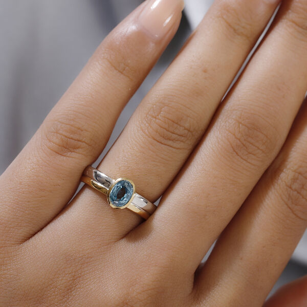 Kambodschanischer blauer Zirkon Ring 925 Silber Bicolor  ca. 1,17 ct image number 3