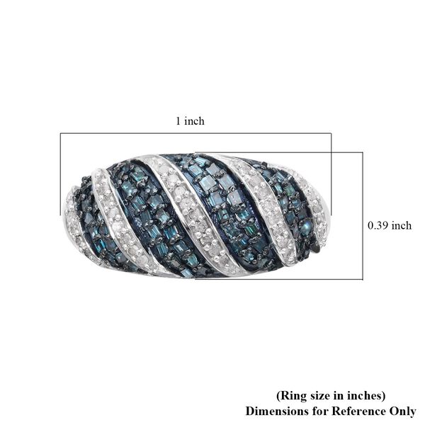Weißer und blauer Diamant-Ring, 925 Silber platiniert  ca. 0,50 ct image number 6