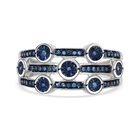 Blauer Diamant Ring, 925 Silber platiniert, (Größe 18.00) ca. 0.20 ct
