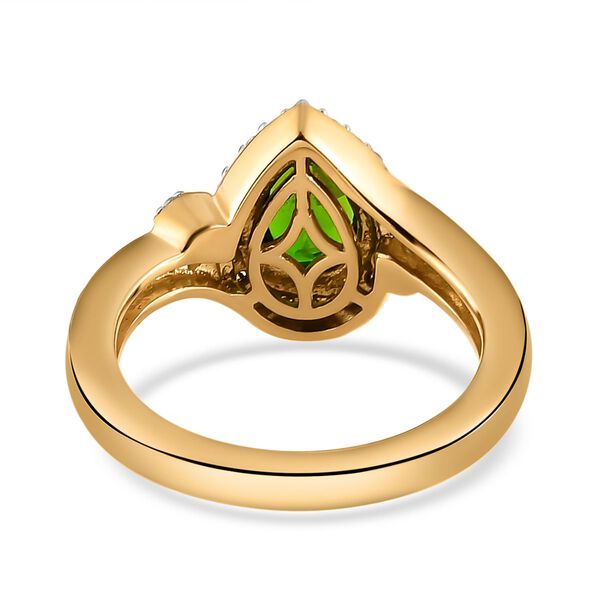 Natürlicher Chromdiopsid und weißer Zirkon-Ring, 925 Silber vergoldet  ca. 1,09 ct image number 7