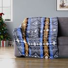 Wolkenweiche Sherpa-Decke mit Santa Fe-Muster, 150x200 cm, Blau und Grau