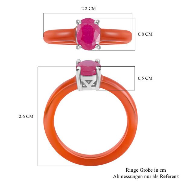 Rote Jade, Afrikanischer Rubin (Fissure gef&uuml;llt) Ring, 925 Silber rhodiniert (Gr&ouml;&szlig;e 20.00) ca. 9.50 ct image number 6