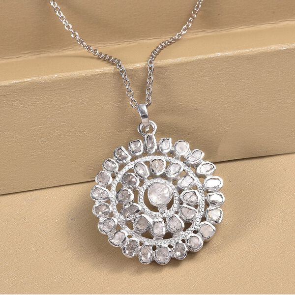 Handgearbeiteter Polki Diamant-Anh&auml;nger mit 50cm Kette - 1,25 ct. image number 3