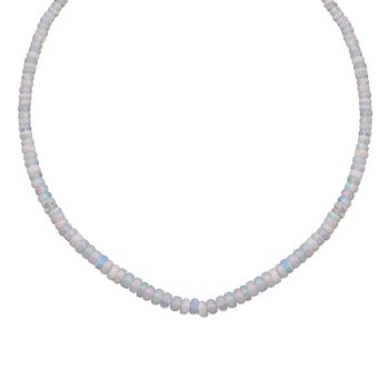 Nat&uuml;rlicher, &auml;thiopischer Welo Opal Halskette ca. 45 cm 925 Silber rhodiniert ca. 50,00 ct.