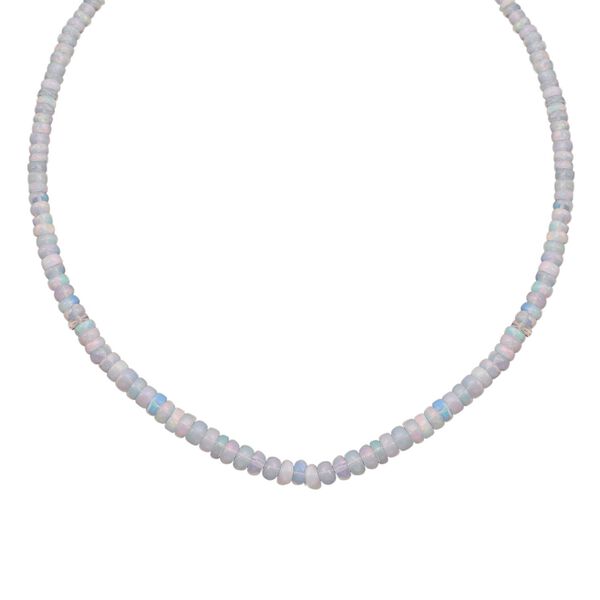 Nat&uuml;rlicher, &auml;thiopischer Welo Opal Halskette ca. 45 cm 925 Silber rhodiniert ca. 50.00 ct