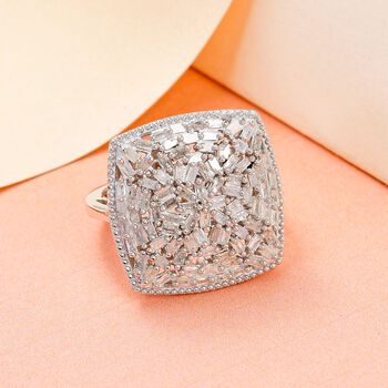 Wei&szlig;er Diamant-Ring, 925 Silber platiniert (Gr&ouml;&szlig;e 19.00) ca. 1.00 ct