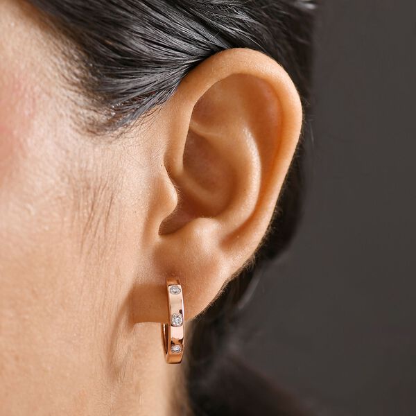 LUXURIANT SI-GH Labor Diamant Creolen, 925 Silber mit Roségold E-Beschichtung - 0,33 ct. image number 3