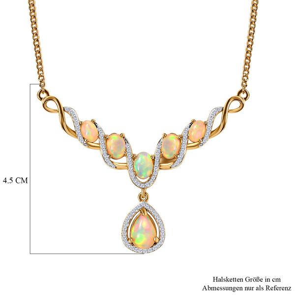 Nat&uuml;rliches, &auml;thiopisches Welo Opal-Collier, ca. 45 cm, 925 Silber vergoldet ca. 4.25 ct image number 6