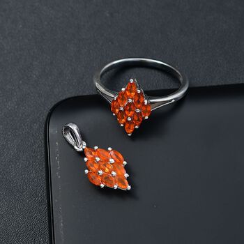 AAA Blaze Feueropal Schmuckset, 925 Silber rhodiniert - 1,16 ct.