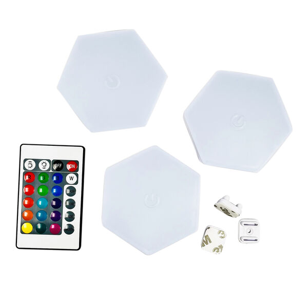 3er Set - Sechseckige Designer LED-Lichter mit Fernbedienung