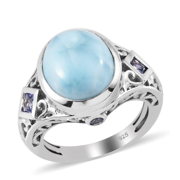 Larimar und Tansanit Solit&auml;r Ring 925 Silber Platin-&Uuml;berzug image number 5
