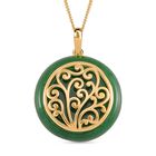 Grüne Jade Anhänger mit Kette 925 Silber Gelbgold Vermeil ca. 26.80 ct