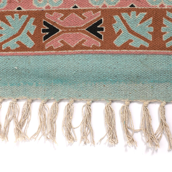 Handgewebter bedruckter Läufer aus 100 % Baumwolle, 180x120 cm, Mehrfarbig image number 6