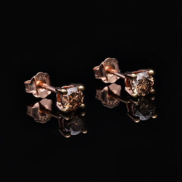 SGL zertifizierte I1-I2 nat&uuml;rliche Champagner-Diamant-Ohrringe - 0,50 ct. image number 2