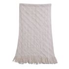 Strickschal mit Quasten und Perlen, Größe 72x149 cm, Beige