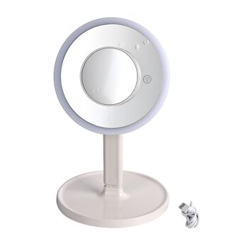 Kosmetikspiegel mit 3 einstellbarer LED-Lichtst&auml;rke, USB wiederaufladbar und 7x Vergr&ouml;&szlig;erung, 20x20x33.02cm