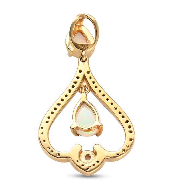 Nat&uuml;rlicher, &auml;thiopischer Opal und Zirkon-Anh&auml;nger in Silber image number 5