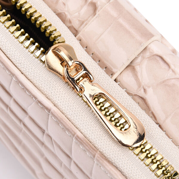 Stilvolle Geldb&ouml;rse mit Krokodilpr&auml;gung und RFID-Schutz, 11x8 cm, Beige image number 8