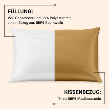 Serenity Night - 100% Maulbeerseide Sommerseidendecke mit Seidenf&uuml;llung Daunenkissen und Seidenkissenbezug Gold
