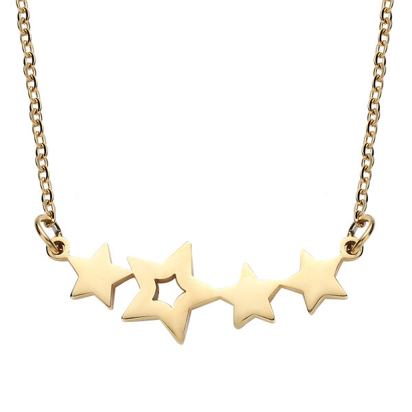 2er - Set goldene Ohrringe und Halskette, ca. 50 cm, Edelstahl vergoldet image number 2