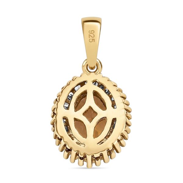 AA nat&uuml;rlicher goldener Tansanit und Diamant Anh&auml;nger, 925er Silber Gelbgold Vermeil - 0,99 ct. image number 4