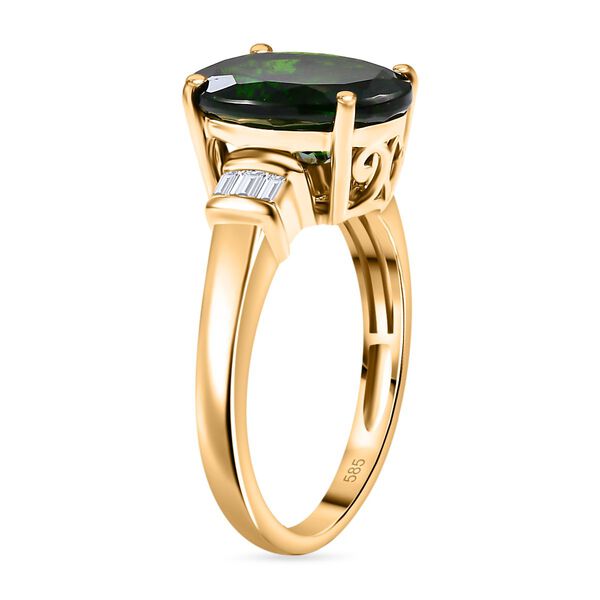 AAA Nat&uuml;rlicher Chromdiopsid und Diamant Ring in 585 Gold - 5,29 ct. image number 5
