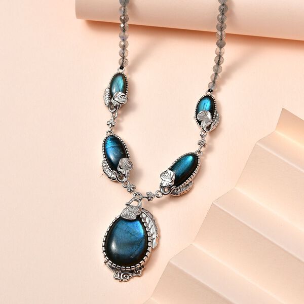 AAA Labradorit Halskette, ca. 45 cm, ca. 87. 59 ct. image number 1