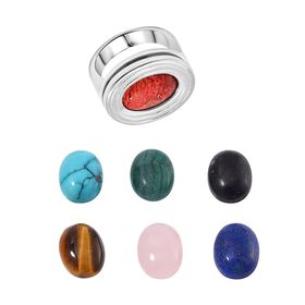 Austauschbarer Multi-Edelstein-Ring in Silberton