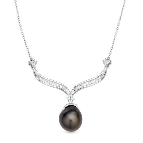 Tahiti Perlen und weiße Topas-Halskette in Silber image number 0