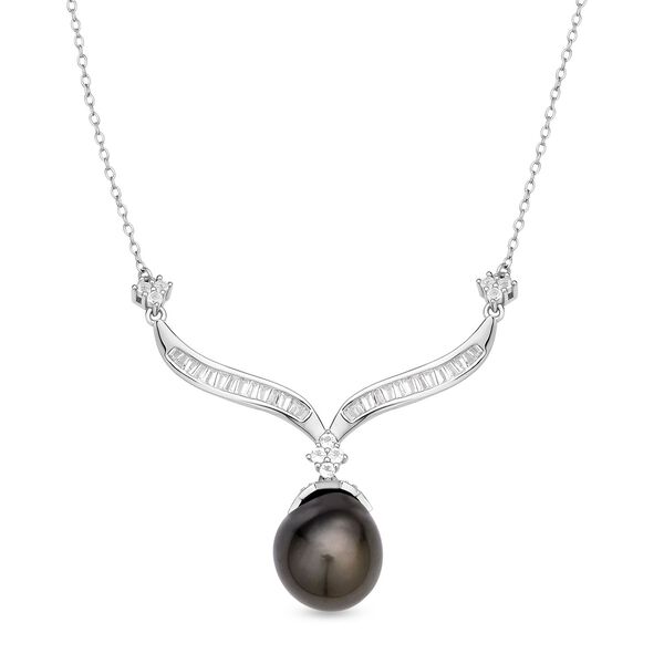 Tahiti Perlen und weiße Topas-Halskette in Silber image number 0