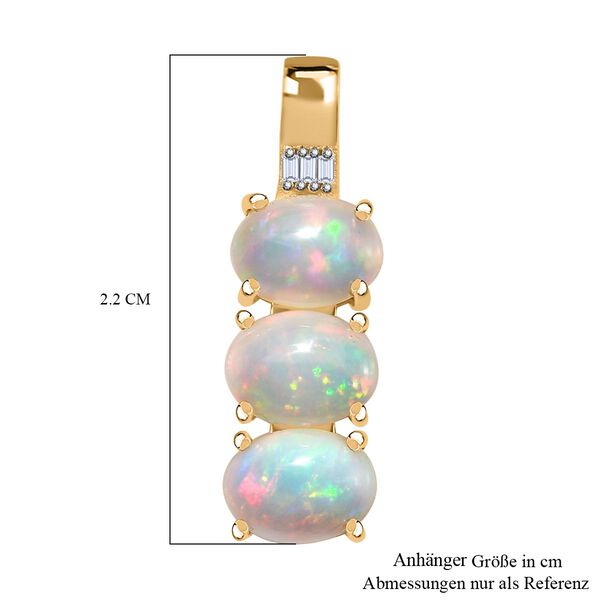 AA Natürlicher, äthiopischer Welo Opal, Weißer Diamant Anhänger 925 Silber 750 Gelbgold Vermeil ca. 2.34 ct image number 7