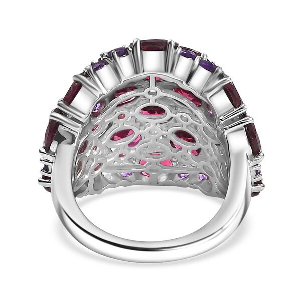 Nat&uuml;rlicher Rhodolith Granat, Afrikanischer Amethyst Ring 925 Silber rhodiniert (Gr&ouml;&szlig;e 17.00) ca. 12.16 ct image number 6