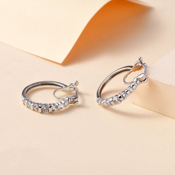 J Francis gefertigt mit SWAROVSKI- Swarovski Zirkonia Ohrringe, 925 Silber rhodiniert image number 1