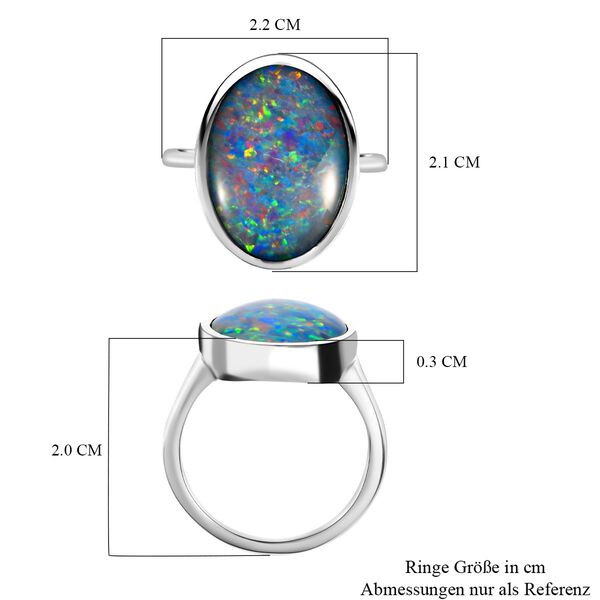 Boulder Opal Triplett Solitär-Ring, 925 Silber platiniert, 6,45 ct. image number 4