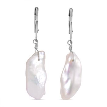 Wei&szlig;e Keshi Perle Ohrringe Reiner Edelstahl Standard