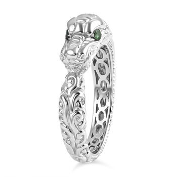 D'Joy Royal Bali Kolumbianischer Smaragd Drache Ring 925 Silber (Gr&ouml;&szlig;e 17.00)